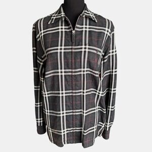 Lauren Ralph Lauren Wool Full Zip Black, Gray, & Red Tartan Plaid Shacket,Medium